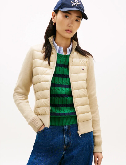 Tommy Hilfiger Lw Knit Mix Padded Jacket Cream XS Tommy Hilfiger Lw Knit Mix Padded Jacket Cream XS