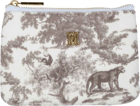 DARK Velvet Mini Pouch Warm Taupe Savannah Pattern