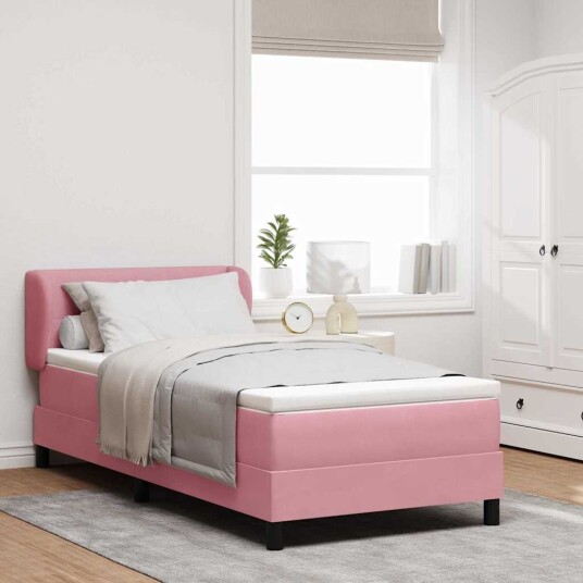 Box Spring Seng med Madrass Rosa 80x200 cm Fløyel