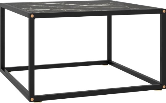 Salongbord svart med svart marmorglass 60x60x35 cm