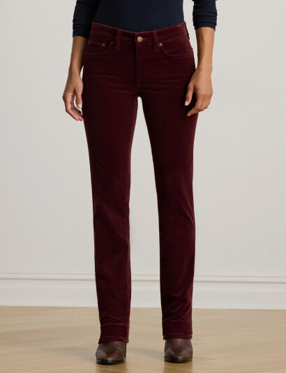 Lauren Ralph Lauren Stretch Corduroy Mid-Rise Straight Pant - Burgundy - 32 Lauren Ralph Lauren Stretch Corduroy Mid-Rise Straight Pant - Burgundy - 32