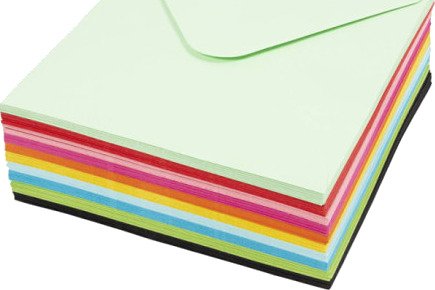 Fargede Konvolutter 16 x 16 cm Assorterte Farger 100 stk