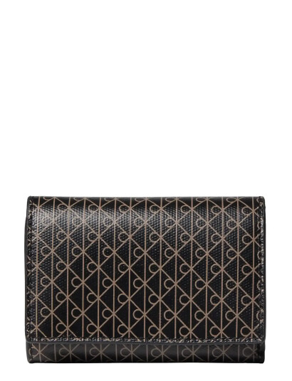 Calvin Klein Emblem Aop Trifold W/ Zip Pocket Black 