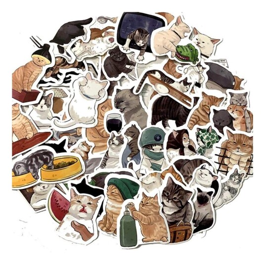 Klistremerker - tegneseriekatter - 54 stk