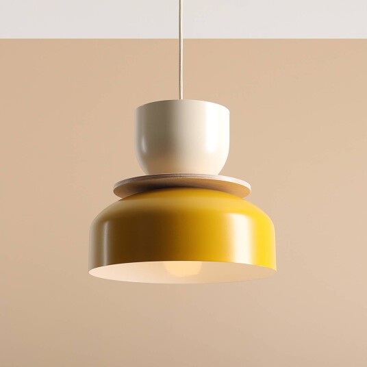 ALDEX Uto hengelampe gul/creme metallskjerm ALDEX Uto hengelampe gul/creme metallskjerm