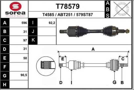 Drivaksel EAI T78579