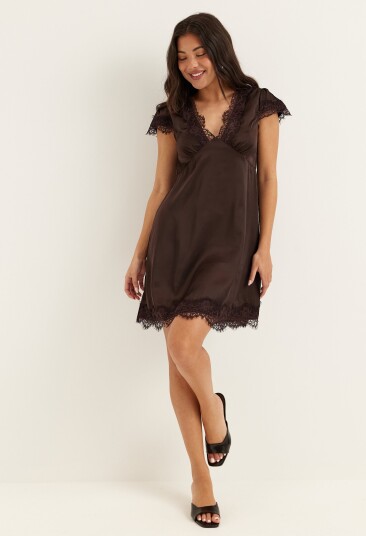 Bubbleroom Satin Lace Mini Dress Bubbleroom Satin Lace Mini Dress