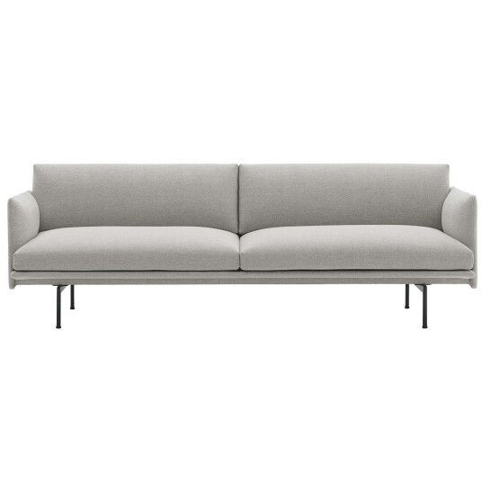 Muuto Oute Sofa 3 seters Sort Aluminium / 3 seters Sofaer Lin Clay 12 68289 12