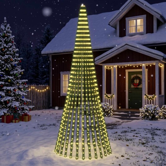 vidaXL LED juletre 370 cm 1008 LED-lys Varmhvit Stål Grønn