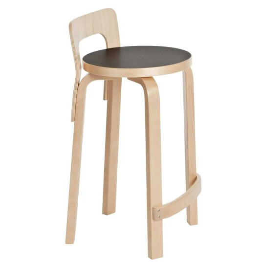 Artek K65 Barstol Laget av bjørk Laget av linoleum Bjørk / Sort Linoleum Artek K65 Barstol Laget av bjørk Laget av linoleum Bjørk / Sort Linoleum