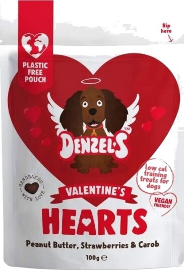 Denzel"S Valentine"S Hearts Peanut & Strawberry Godbiter Til Hund 100G
