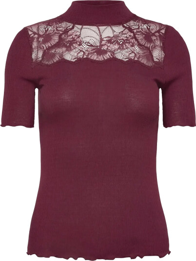 Rosemunde Rwbernadine Organic Ss Lace T Shirt Burgundy XS