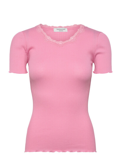 Rosemunde Rwbeatha Silk Ss Lace T Shirt   Pink   S
