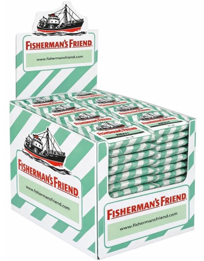 72 stk Sukkerfri Fisherman"s Friend med Smak av Mint Hel Eske 1,8 kg