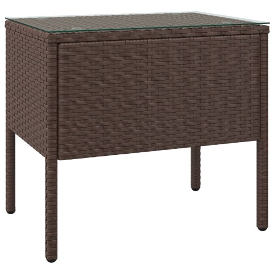 vidaXL Sidebord brun 53x37x48 cm polyrotting og herdet glass