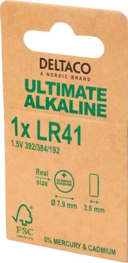 Deltaco Alkaline 1 x LR41 Knappcellebatterier