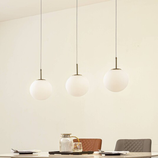 Lucande LED hengelampe Joran 3 lyskilder hvit glass