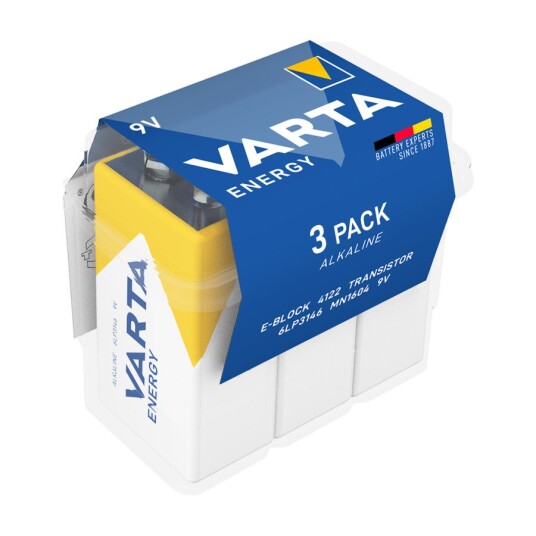 VARTA ENERGY ALKALINE 9V, 3 STK