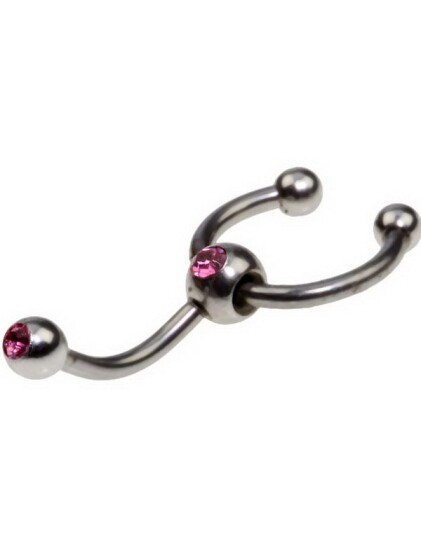 Utgått Øyenbrynspiercing med Hestesko og Rosa Stener 1.2 x 8 mm