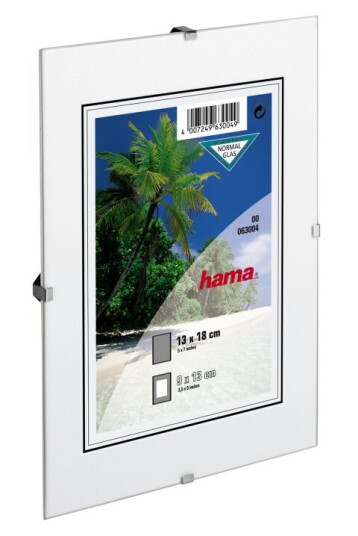 Hama Frameless Picture Holder Clip-Fix Fotoholder Designet For : 3,5X5 In 9X13 Cm Glass Rektangulær