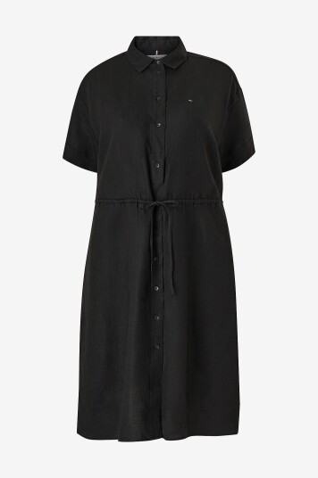 Tommy Hilfiger Curve Skjortekjole Crv Linen SS Shirt Dress Svart