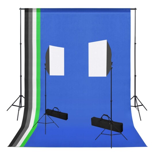 vidaXL Fotostudiosett med softbokslys og bakgrunner vidaXL Fotostudiosett med softbokslys og bakgrunner