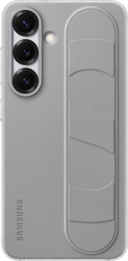 Samsung Galaxy S25 Grå Stående Grip-deksel med Bordstøtte i Silikon Samsung Galaxy S25 Grå Stående Grip-deksel med Bordstøtte i Silikon