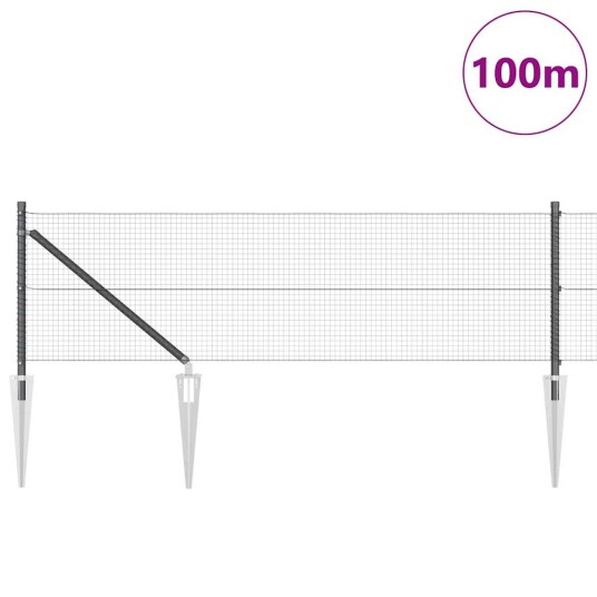 Sveiset Stål Gjerde med 13 Spikerposter Grå 0.4x100 m Stål