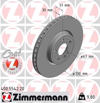 Bremseskive ZIMMERMANN 400.5542.20 Bremseskive ZIMMERMANN 400.5542.20