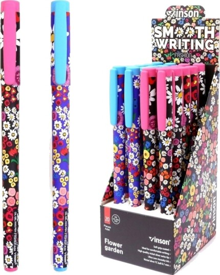 Fashion Flower Kulepenn Med Stopper Blå (20 Stk.)