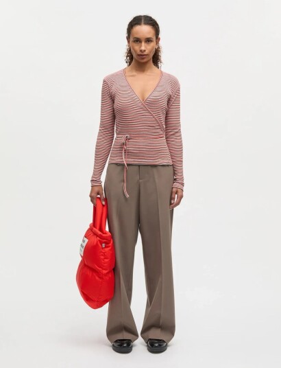 Mads Nørgaard 2X2 Cotton Stripe Susi Ls Top Red L