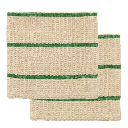 House Doctor Rena oppvaskklut i bomull 30x30 cm 2 stk sand/grønn House Doctor Rena oppvaskklut i bomull 30x30 cm 2 stk sand/grønn