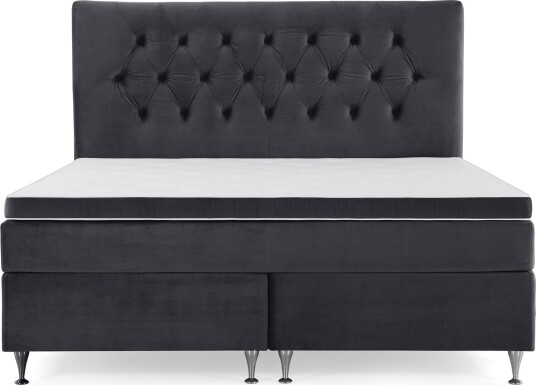Royal Velvet Kontinentalseng 210x210 cm Svart Fløyel/Lave Sølvben