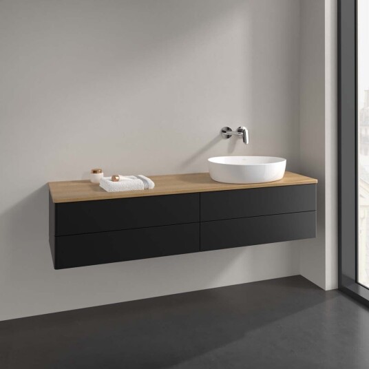 Villeroy & Boch Antao Servantskap med 4 skuffer 160x50x36 cm u/lys Sort Matt/Eik Villeroy & Boch Antao Servantskap med 4 skuffer 160x50x36 cm u/lys Sort Matt/Eik