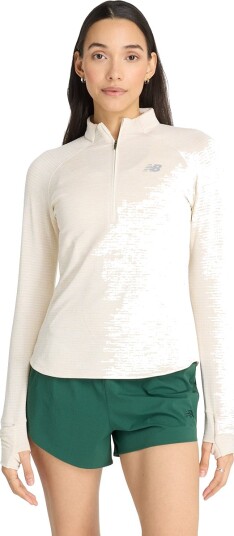 New Balance Athletics Heat Grid 1/2 Zip Linen Heather Linen Heather XS New Balance Athletics Heat Grid 1/2 Zip Linen Heather Linen Heather XS
