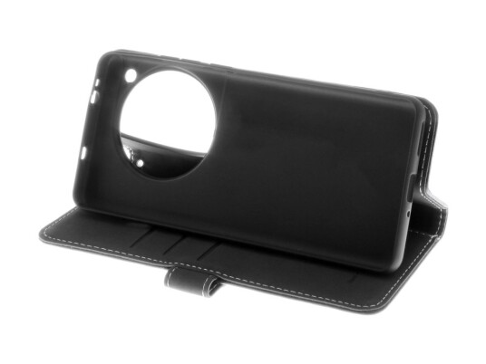 Insmat Lommebokdeksel for OnePlus 12R Ekte Skinn Svart