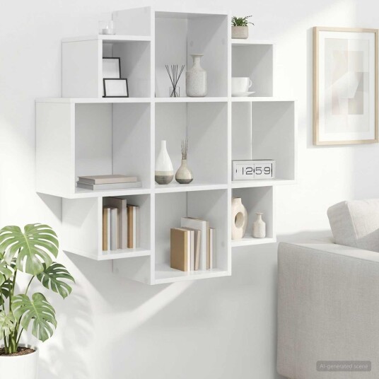 vidaXL Vegghylle Hvit 90 x 25 x 90 cm Konstruert tre