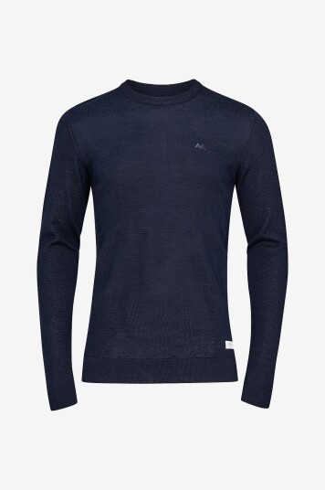 Lindbergh Pullover Merino Knit O neck Blå