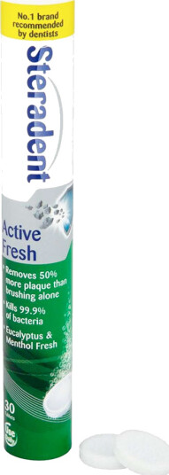 Steradent Active Fresh Rensetabletter for proteser 30 pcs. Steradent Active Fresh Rensetabletter for proteser 30 pcs.