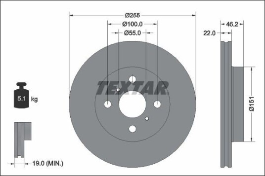 Bremseskive TEXTAR 92344803 Bremseskive TEXTAR 92344803