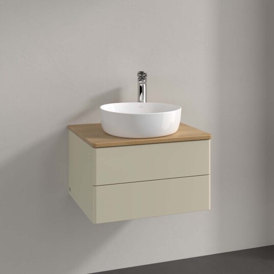 Villeroy & Boch Antao Servantskap med 2 skuffer 60x50x36 cm m/lys Grå Matt/Eik Villeroy & Boch Antao Servantskap med 2 skuffer 60x50x36 cm m/lys Grå Matt/Eik