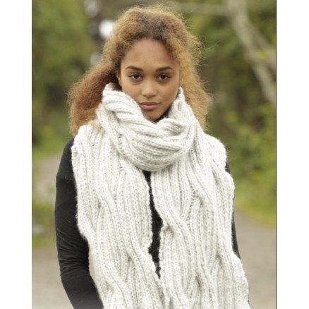 Silver Falls by DROPS Design Skjerf Strikkeoppskrift 160x30 cm