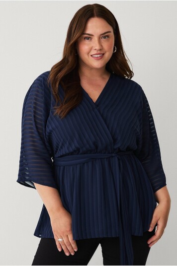 Ellos Plus Collection Bluse med V hals Blå