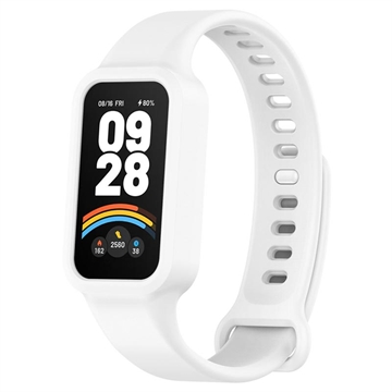 Xiaomi Smart Band 9 Active/Redmi Band 3 Erstatnings Silikonstropp med Integrert Ramme Hvit