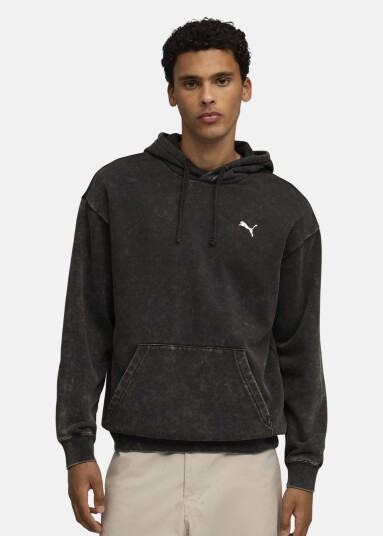 Ess Elevated Relaxed Wash Hood Puma Black 2xl  Hoodies