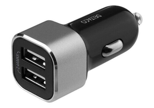 Deltaco 17W Bilstrømadapter med 2x USB-A 2.4 A Sort