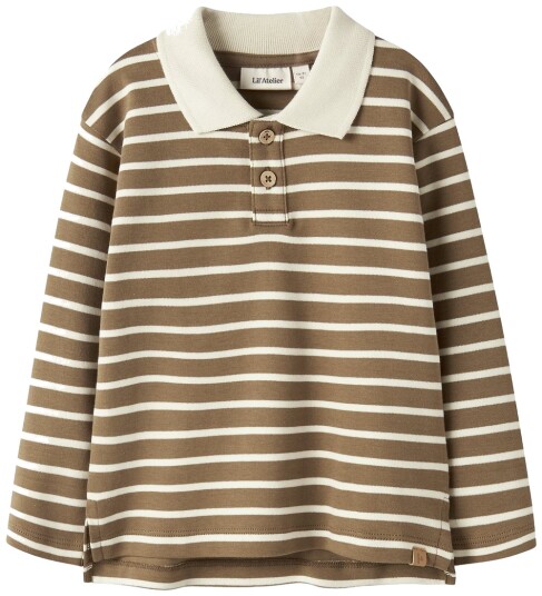 Lil"Atelier Nmmlimia Ls Loose Polo Top Lil Brown 98