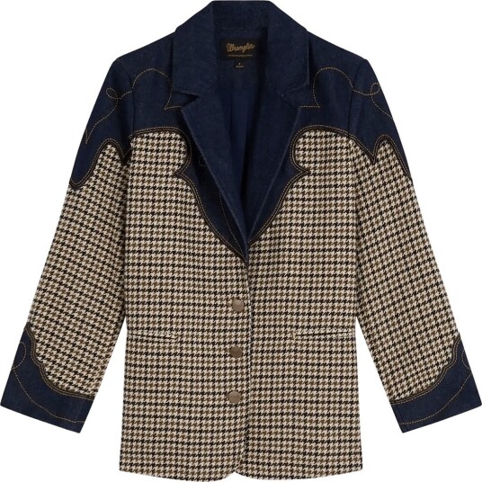 Wrangler Houndstooth Blazer   Beige   M x 00