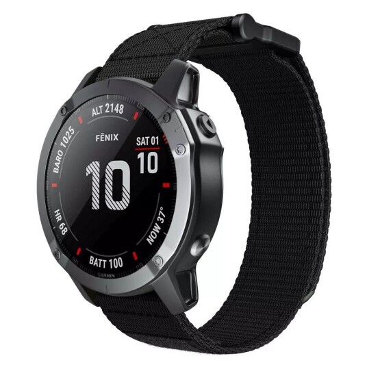 INCOVER Universal Garmin 26mm Nylonstropp m. Borrelås - Svart