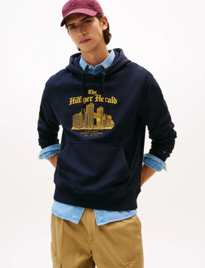 Tommy Hilfiger Herald Skyline Hoody - Navy - L Tommy Hilfiger Herald Skyline Hoody - Navy - L